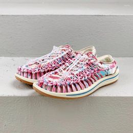 Casual Shoes 2024 Summer Cut Outs Cool Flat Sandals Women Multi Colour Vacation Beach Espadrille Hollow Out Slingback