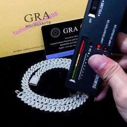 designer necklace cuban link necklaces pass diamond test 8-14mm wide gra moissanite gold sterling sier link chain for men hip hop chains