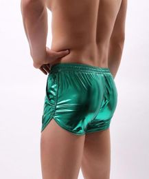 Underpants Men Boxer Underwear Shorts Shiny PU Leather Sexy Panties Male Trunks Dance Sheath Lingerie Hombre Boxers Bikini3900048