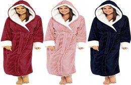 Shawl Bathrobe Home Clothes Long Sleeved Robe Women Winter Plush Lengthened Shawl Bathrobe Home Clothes Peignoir Polaire Femme4116005
