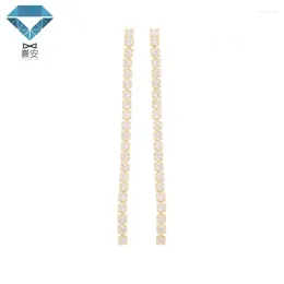 Dangle Earrings Zircon Feminine Light Luxury Round Face Slimming High-Quality Copper Gold-plated Line Ear Wire XIAN Gems