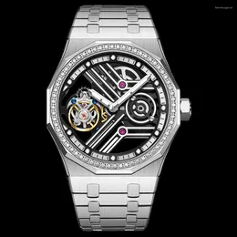 Wristwatches AESOP Gradient Men's Manual Tourbillon Mechanical Watch Full Hollow Skeleton Wristwatch Super Luminous Sapphire Male Clock 7055