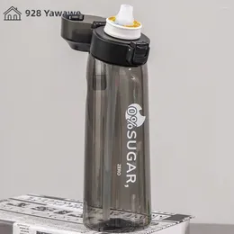 Water Bottles Sippy Cup Carry Leak-proof Bounce Cover 650ml Kitchen Bar Supplies Easy To Use One Key Open The With Straw