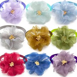 Dog Apparel 30/50pcs Pet Flower Bow Ties Accessories Doggy Cat Bowtie Adjustable Flowers Bowties Grooming Product Supplies