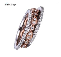 Band Rings Visisap 3 In 1 Bridal Ring Set For Wedding Accessories Rose White Gold Colour Women Fashion Jewellery Drop B52219207710