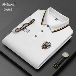 Summer Mens Short Sleeve Polo Shirt Luxury Embroidered Tshirts Lapel Antiwrinkle Lightweight Tops Cotton T Shirts 240509