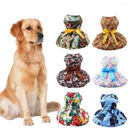 Dog Apparel Fore-Leg Bowknot Decor Bubble Hem Puppy Dress Cute Floral Print Small Medium Po Props Cat Accessories Gatos Toys