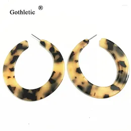 Hoop Earrings Gothletic 60MM Pale Tortoiseshell Chunky Acetate Earring Leopard Print Resin For Women Fashion Jewellery 2024