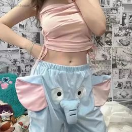 TikTok Women Men Shorts Cute Little Flying Elephant Summer Cartoon 3D Sleeping Pants Couples Soft Home Short Pants Kawaii 240513