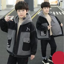 Down Coat Boys Autumn Winter Jackets 2024 Children Thick Plus Cotton-Padded Casual Hooded Warm Teens Outer Single Breasted Clothing