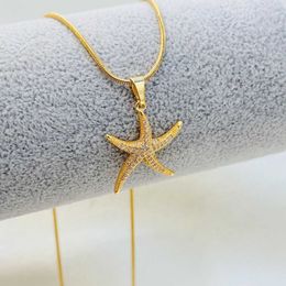 Beach Style Spring and Summer Styles Big Starfish Pendant Round Snake Necklace Real Gold Electroplating Longer Color Retention Time