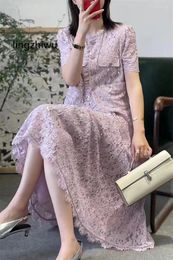 Work Dresses Lingzhiwu Lace Skirt Set 2024 Summer Top Quality Fashion Ladies Handmade Sequins Suit Arrival