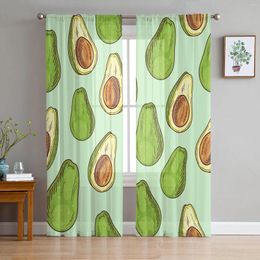 Curtain Avocado Green Seed Fruit Sheer Curtains For Living Room Decoration Window Kitchen Tulle Voile Organza