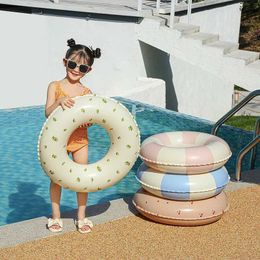 Sand Play Water Fun Retro striped cherry inflatable swimming ring adult pool floating childrens party toy air cushion Q240517