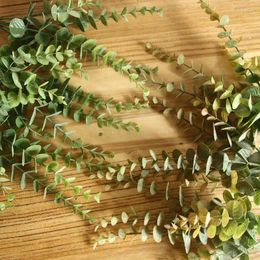 Decorative Flowers 4pcs Artificial Eucalyptus Plant Simulation Green Leaves Branches For Wedding Garden Home Office Decoration