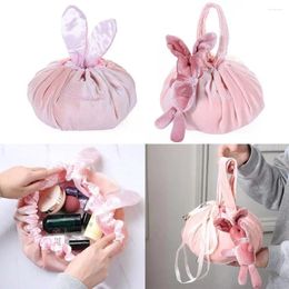 Cosmetic Bags Women Beauty Lazy Makeup Bag Easy To Storage Pouch Ear Design Drawstring Ears Velvet