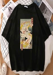 Japanese Fire Fox Printing Tshirts Mens Short Sleeve Summer Man T Shirts Anime Pattern Hip Hop T Shirt Funny Casual TShirts G01138637694