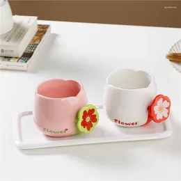 Mugs Japanese Flower Mug Cute Girl Ceramic Water Office Couple Coffee Milk