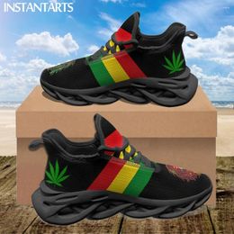 Casual Shoes INSTANTARTS Jamaica Flag Print Female Flat Comfortable Sneakers For Women Lace Up Footwear Flex Control Zapatillas Mujer