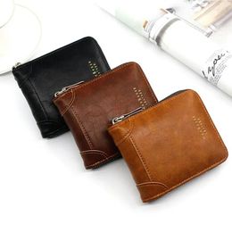 Wallets Four Seasons Unisex Neutral Retro Zip-up Wallet Short Casual Simplicity Large Capacity Card Holder Coin Storage