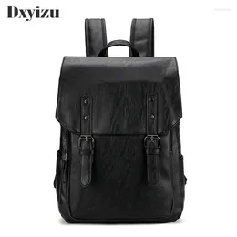 Backpack Brand Pu Leather Men With Buckle Belt Daypack Bag Front Pocket Travel Casual School Laptop