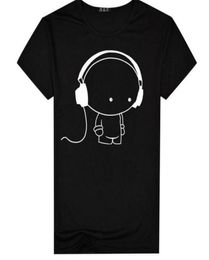 MR K Young Men Short Sleeve TShirt Headphone Man Cartoon Pattern Print TShirt Fashion Casual Round Neck Slim Fit Top Male5015755