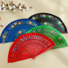 Decorative Figurines Folding Fan Wood Spanish For Dancing Printing Hand Performances Prop Home Decor Ornaments Craft Gifts Guest