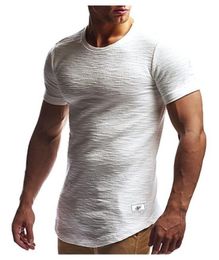 Men Tshirts Summer Hem Curved Long Tees Solid Colors Short Sleeves Athletic Casual Tops9288912