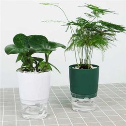 Planters Pots Self watering mini circular juicy plant pot indoor garden lazy flower pot office decoration garden suppliesQ240517