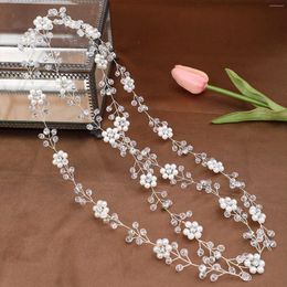 Hair Clips Wedding Pearls Headband Bridal Jewelry Elegant Beads Soft Chain Hairbands Fashion Princess Tiaras Simple Noiva Headpiece