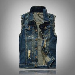 Mens Denim Vest Sleeveless Coat Waistcoat Casual Jackets Motorcycle Biker Vest Plus Size XL4XL 5XL 6XL 2018 High Quality6297318