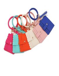 Bangle Bracelet Card Storage Bags Bag Wallet Keychain Wristlet Keyring Leopard handbag Leather Credit Card holder with Tassel 39 s4644942