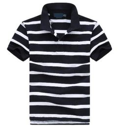 High Grade Business Leisure Men Striped Polo Shirt Small Horse Embroidery Short Sleeve Men039s New Golf TShirts Mans Black Pol8742089