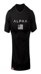 ALPHA Sport T Shirt Men Summer Wear Gym Fitness Tight Mens Workout Tshirt Homme Short Sleeves Slim Fit Cotton Shirts Muscle Broth3990774