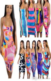 Women Midi Dresses Summer Printed Wedding Dress Thin Sling Halflength Suspenders Skirt Plus Size Women Clothing3544390