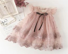 Summer Baby Girl Floral Lace Mesh Princess Tutu Dress Children Hollow Out Wedding Christening Gown Dress For Kids Party Vestidos2832679