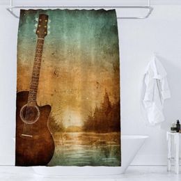 Shower Curtains Music Guitar Curtain Printed Polyester Fabric Decorative Bath Washable Art Waterproof Bathroom