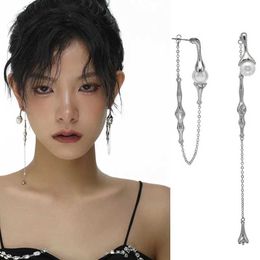 Stud Xiauoke Punk Long Tassel Pearl Pendant Earrings Womens Personality Hyperbole Earrings 2021 New Jewellery Gifts Q240517
