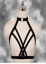 Bdsm female sexy Goth Lingerie Elastic Harness cage bra 90039s cupless lingerie Bondage Body elastic harness belt4761003