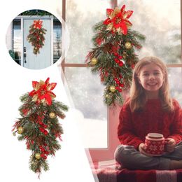 Decorative Flowers 2024 Christmas Wreath Decorations PVC Upside Down Tree Simulation Flower Door Front Decoration Fall Outdoor