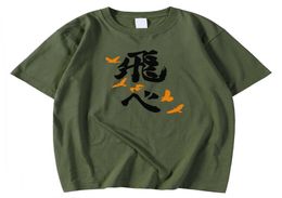 Short Sleeve Casual Men039s TShirt Spring Summer T Shirt Japanese Cartoon Haikyuu Fly Print Top Crewneck Oversized Tee Shirts 1473033