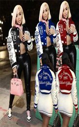 Designer Womens Clothing Jacket Letter Printed Baseball Uniform Woollen Lapel Jackets Women Trendy Splicing Coat Crop Top SXXL6077616