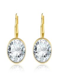 Gold Colour Bella Earrings For Women White Crystal From Austria Fashion Stud Earrings Wedding Party Jewellery Gift5274224