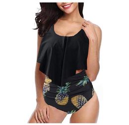 Women039s Swimwear Pineapple Print Bikini 2021 High Waist Tankini Swimsuit Brazilian Ruffle Plus Size Women8339485