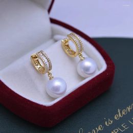 Stud Earrings ED66 Lefei Fashion Trend Luxury 11-12mm Strong Lustre Few Flaw Freshwater Pearl Zircon Earring For Women 925 Silver Jewellery