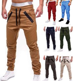 FashionMen Casual Joggers Pants Solid Thin Cargo Sweatpants Male Multipocket Trousers New Mens Sportswear Hip Hop Harem Pencil P4741291