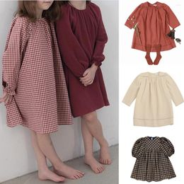 Girl Dresses Toddler Girls Dress 2024 Spring Kids Clothes Baby Casual Plaid Cotton Princess Cute Long Sleeve Sleeping