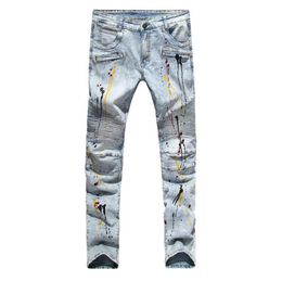 Whole Men Biker Jeans Design Fashion Jeans For Men Hip Hop Strech Pleated Jeans Europe and the United States foreign trade fo6717689