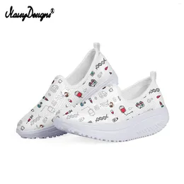 Casual Shoes Noisydesigns Women Comfortable Slip On Mesh Doodle Platform Sneakers 2024 Height Increasing Swing
