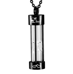 Personalized black Hourglass Urn Pendant Cremation Jewelry Urn Necklaces Memorial Ashes Necklace for Women Fill kit Chain1129889